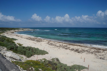 Cozumel island in Quintana Roo, Mexico. Blue turquoise Caribbean sea. 
