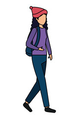 happy young woman with schoolbag