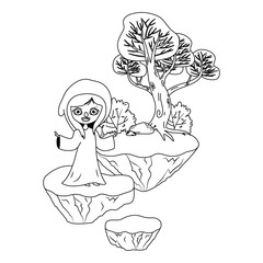 Medieval witch cartoon of fairytale design