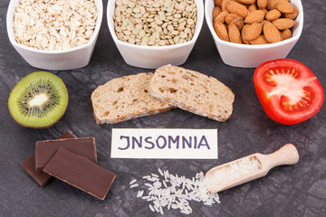 Best natural nutritious food for healthy sleep. Ingredients containing melatonin and tryptophan