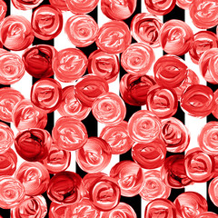 abstract red roses drawn on a background black and white color lines