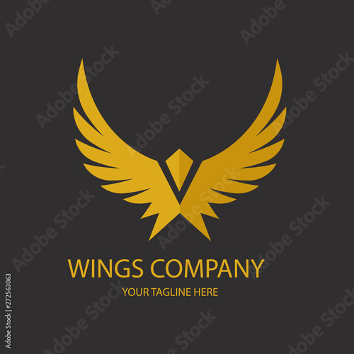 Vector Golden Wings Logo Winged Logo Company And Icon Wing Flying Eagle Wing Brand And Logotype Wing Bird Illustration Vector Wall Mural Kobizt
