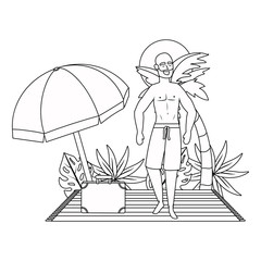 Boy with summer swimwear design