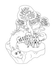 princess dragon and knight of fairytale design