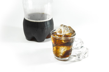 Coca Cola is a carbonated soft drink sold in stores. Cold drink concept