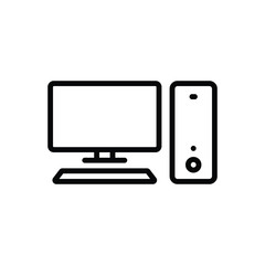 Black line icon for computer monitor