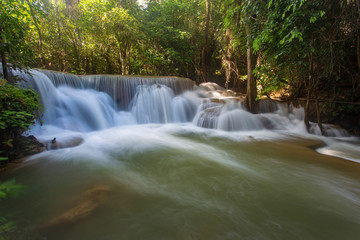 Fototapeta na wymiar Huai Mae Khamin waterfall, Kanchanaburi, Thailand