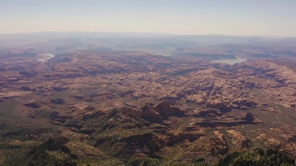 4k aerial drone footage - Mt. Ellsworth, Lake Powell, and the rugged desert landscape of central Utah.  Henry Mountains. 