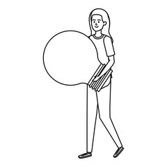 young woman lifting bulb light