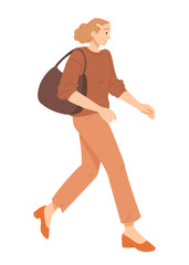 Young woman walking vector illustration