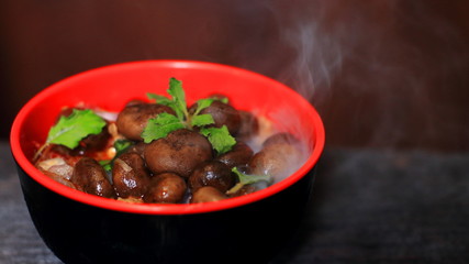 Thai mushroom soup ,puff ball ,Barometer Earthstars, hygroscopic earthstar, false earthstar