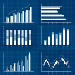 Quadratic function in the coordinate system. Line graph on the grid. Blue blackboard.