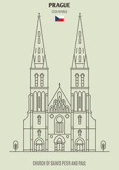 Fototapeta premium Church of Saints Peter and Paul in Prague, Czech Republic. Landmark icon