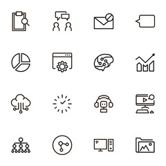 Team structure line icon set.