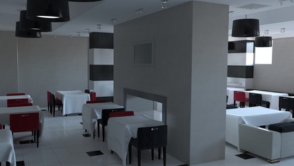 Fototapeta na wymiar restaurant, interior visualization, 3D illustration