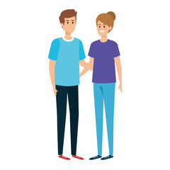 young couple lovers avatars characters