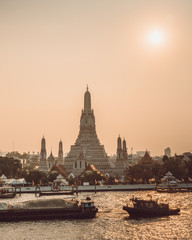 Wat Arun and other temples in Bangkok, Thailand.