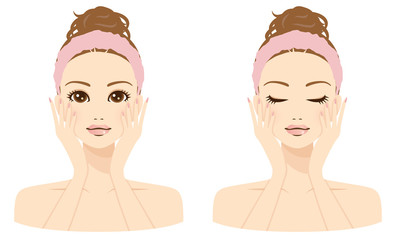 女性　スキンケア　デコルテ