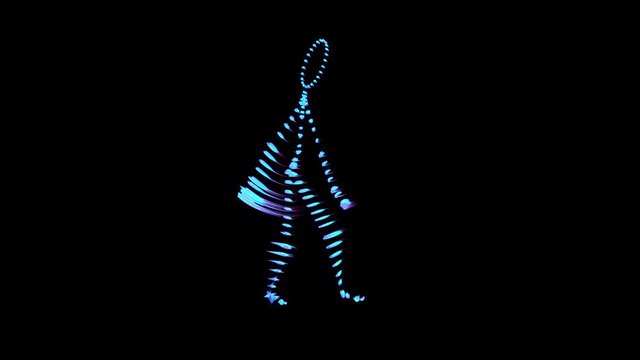 Looping Stickman doing a hip hop dance with motion trails