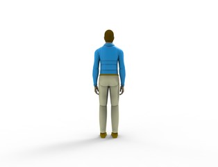 3d rendering of a male doll isolated in white studio background.