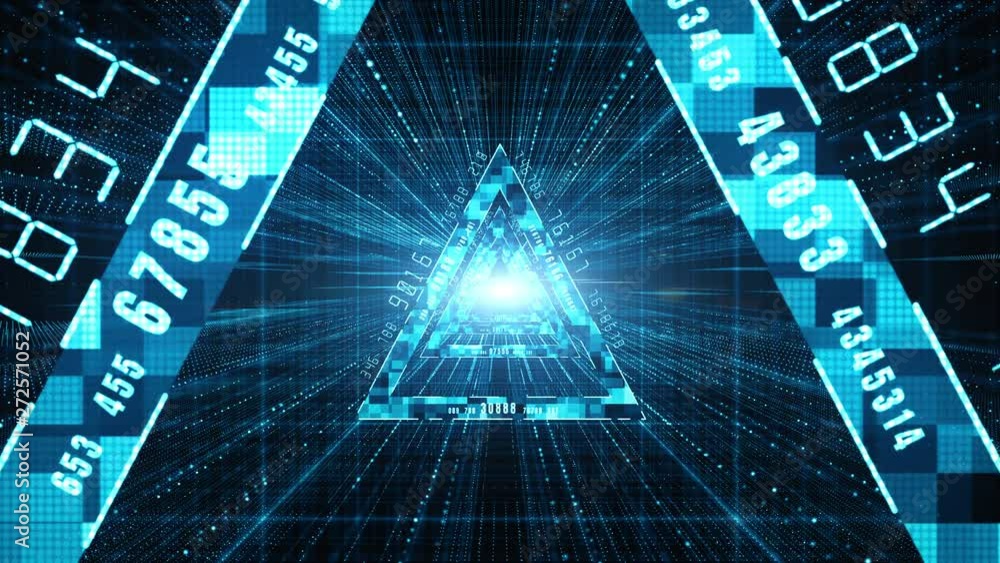 Poster abstract digital matrix particles flow, digital data connection, future technology concept backgroun