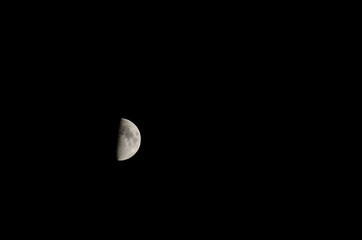 moon on a black isolated sky without stars and clouds