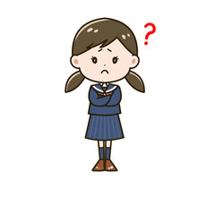 悩む女の子２　ポーズ　イラスト