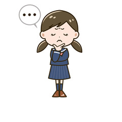 考える女の子　ポーズ　イラスト