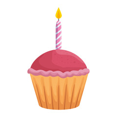 sweet cupcake with candle pastry icon