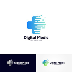 digital medic logo designs template, healthcare logo designs
