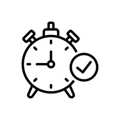 Black line icon for time check symbol 