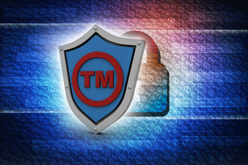 3d rendering tm trade mark sign concept with shield