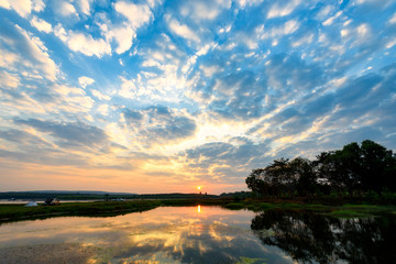 Beautiful sunrise at lampao dam kalasin Thailand.