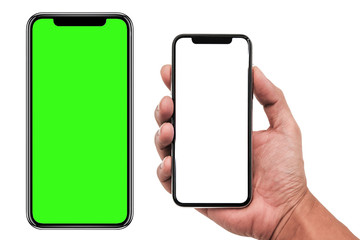 Smartphone similar to iphone xs max with blank white screen for Infographic Global Business...