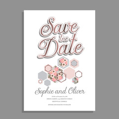 Wedding invitation with colorful flower.