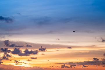 Fototapeta na wymiar Sunset sky background on the beach