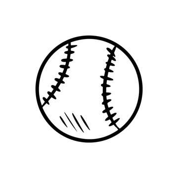 Baseball hand drawn isolated sketch. Cute doodle baseball