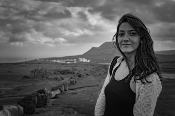 Young woman at holiday in Lanzarote