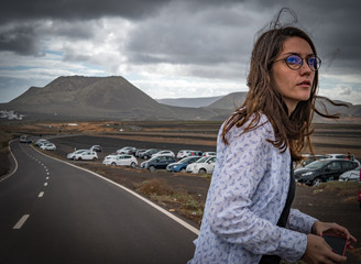 Young woman at holiday in Lanzarote