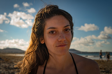 Young woman at holiday in Lanzarote