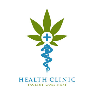 health symbol logo design and marijuana