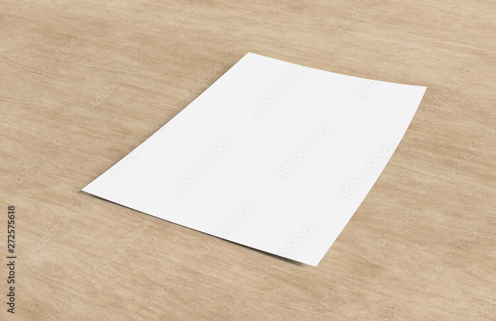 Poster mock up of a sheet of paper isolated on a background with shadow - 3d rendering