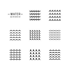 Water - vector icons set on white background.