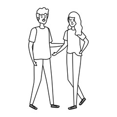 young couple lovers avatars characters