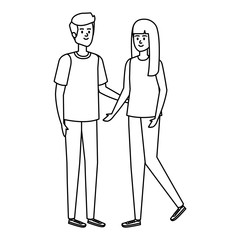 young couple lovers avatars characters