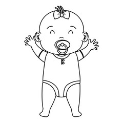 cute little baby girl with pacifier character