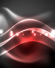 Glossy glowing neon light wave background