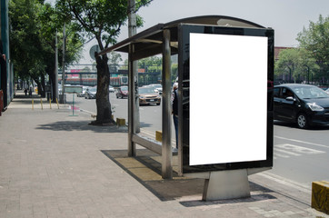 blankbus stop billboard on the street