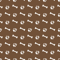Seamless pattern with bones, dog tracks.