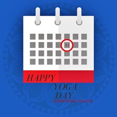 June 21 calendar icon. International yoga Day reminder  calendar. Calendar planner holiday date isolated on background. Background for Posters, Flyers, Invitations, Social Media, Prints
